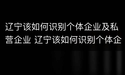 辽宁该如何识别个体企业及私营企业 辽宁该如何识别个体企业及私营企业名称