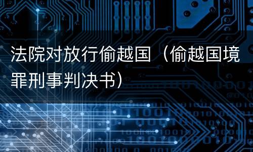 法院对放行偷越国（偷越国境罪刑事判决书）