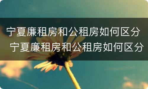 宁夏廉租房和公租房如何区分 宁夏廉租房和公租房如何区分图片