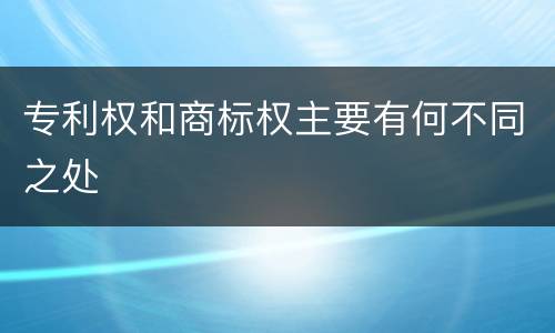 专利权和商标权主要有何不同之处