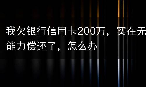 我欠银行信用卡200万，实在无能力偿还了，怎么办