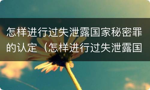 怎样进行过失泄露国家秘密罪的认定（怎样进行过失泄露国家秘密罪的认定和处理）