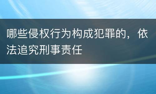 哪些侵权行为构成犯罪的，依法追究刑事责任