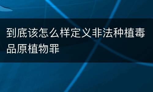 到底该怎么样定义非法种植毒品原植物罪