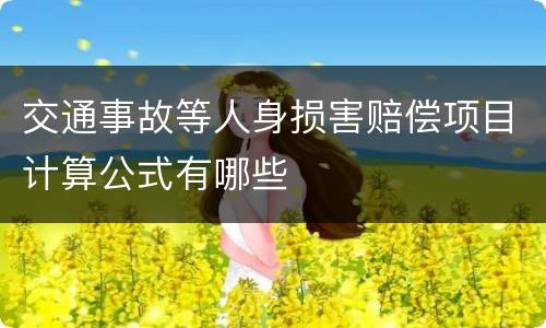 交通事故等人身损害赔偿项目计算公式有哪些