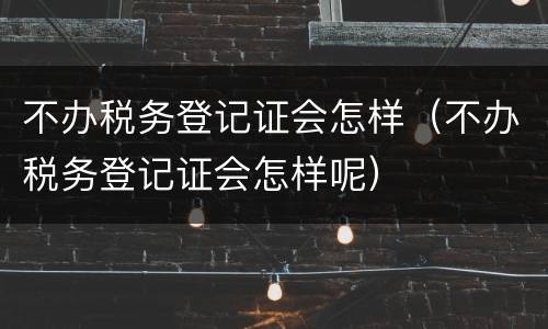 不办税务登记证会怎样（不办税务登记证会怎样呢）