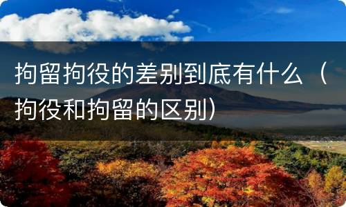 拘留拘役的差别到底有什么（拘役和拘留的区别）