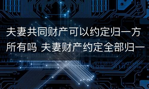夫妻共同财产可以约定归一方所有吗 夫妻财产约定全部归一方所有