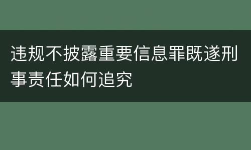 违规不披露重要信息罪既遂刑事责任如何追究