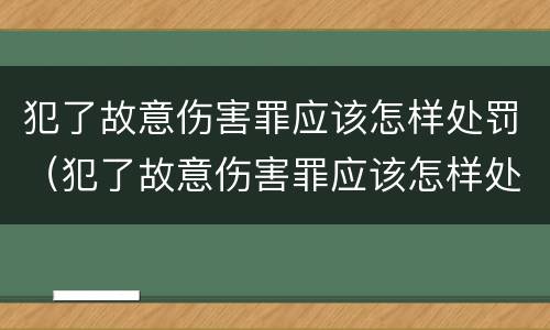 犯了故意伤害罪应该怎样处罚（犯了故意伤害罪应该怎样处罚对方）