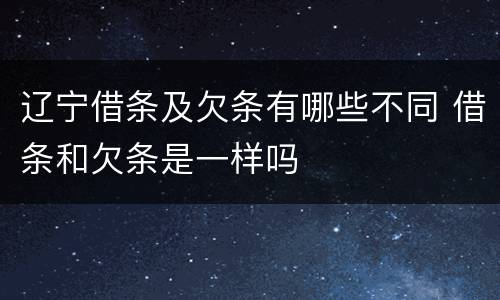 辽宁借条及欠条有哪些不同 借条和欠条是一样吗