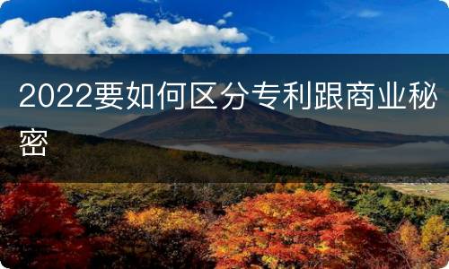 2022要如何区分专利跟商业秘密