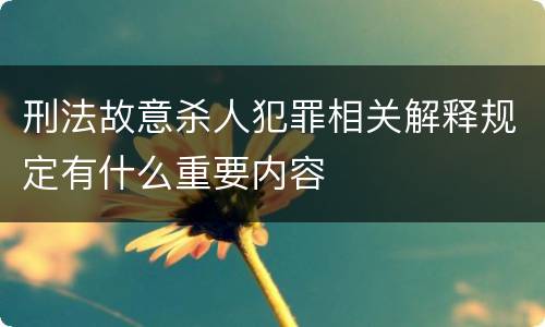 刑法故意杀人犯罪相关解释规定有什么重要内容