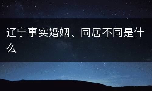 辽宁事实婚姻、同居不同是什么