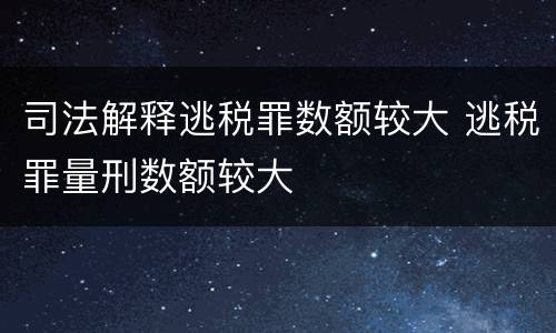 司法解释逃税罪数额较大 逃税罪量刑数额较大