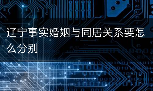 辽宁事实婚姻与同居关系要怎么分别