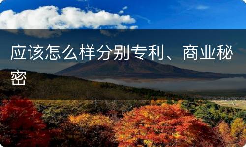 应该怎么样分别专利、商业秘密