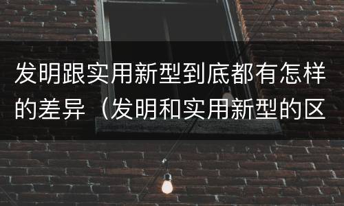 发明跟实用新型到底都有怎样的差异（发明和实用新型的区别有）