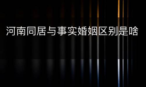 河南同居与事实婚姻区别是啥