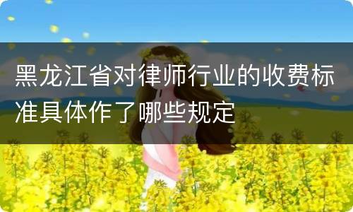 黑龙江省对律师行业的收费标准具体作了哪些规定