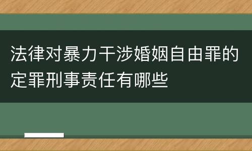 法律对暴力干涉婚姻自由罪的定罪刑事责任有哪些