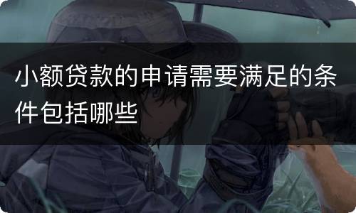 小额贷款的申请需要满足的条件包括哪些