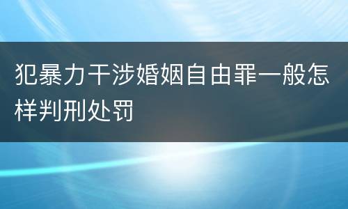 犯暴力干涉婚姻自由罪一般怎样判刑处罚