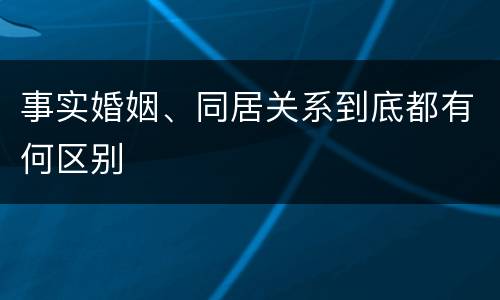 事实婚姻、同居关系到底都有何区别
