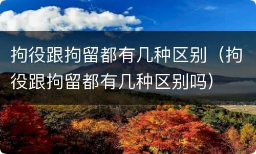 拘役跟拘留都有几种区别（拘役跟拘留都有几种区别吗）