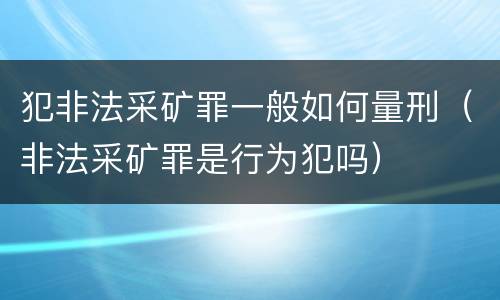 犯非法采矿罪一般如何量刑（非法采矿罪是行为犯吗）
