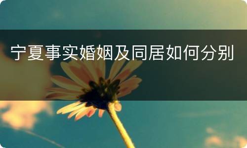 宁夏事实婚姻及同居如何分别