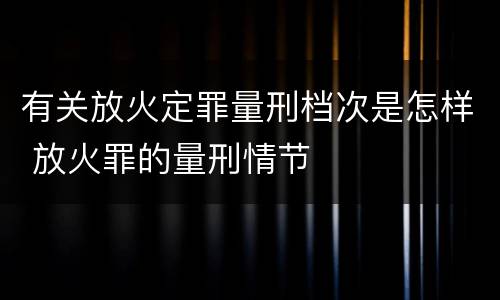 有关放火定罪量刑档次是怎样 放火罪的量刑情节