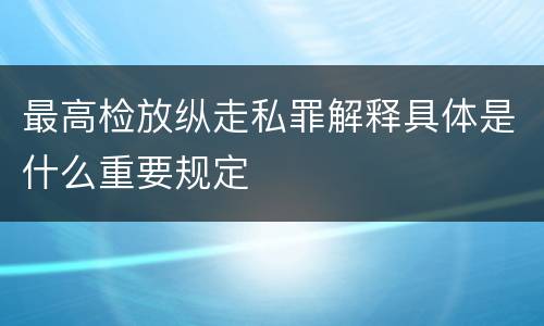 最高检放纵走私罪解释具体是什么重要规定