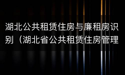 湖北公共租赁住房与廉租房识别（湖北省公共租赁住房管理办法）