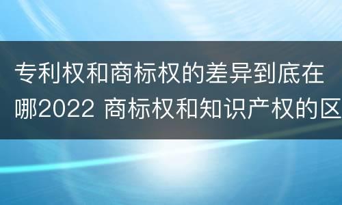 专利权和商标权的差异到底在哪2022 商标权和知识产权的区别