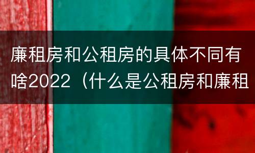 廉租房和公租房的具体不同有啥2022（什么是公租房和廉租房）