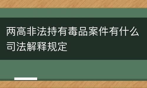 两高非法持有毒品案件有什么司法解释规定