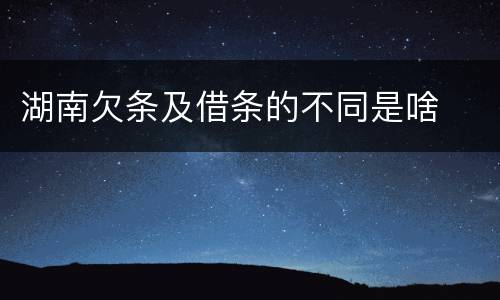 湖南欠条及借条的不同是啥