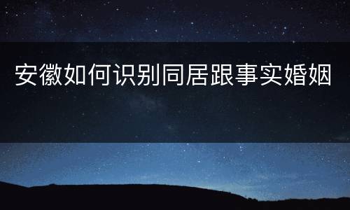 安徽如何识别同居跟事实婚姻