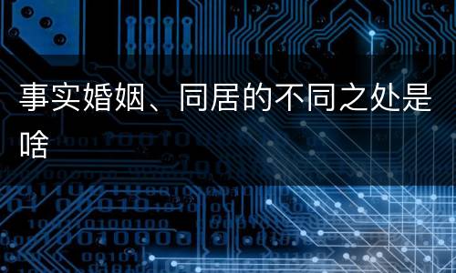 事实婚姻、同居的不同之处是啥