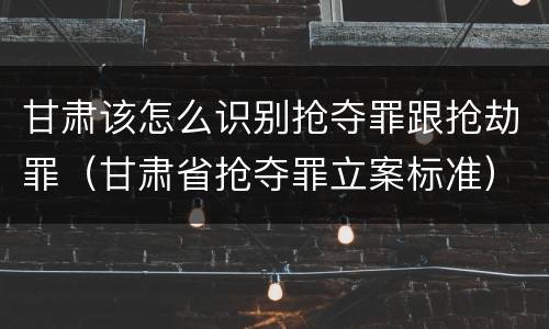 甘肃该怎么识别抢夺罪跟抢劫罪（甘肃省抢夺罪立案标准）