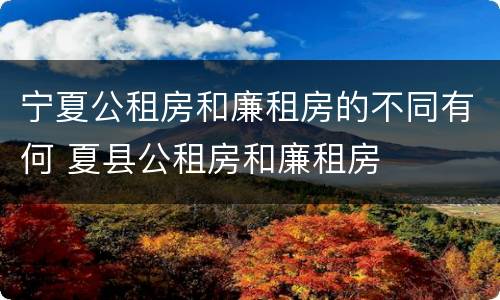 宁夏公租房和廉租房的不同有何 夏县公租房和廉租房