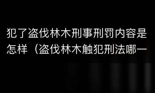 犯了盗伐林木刑事刑罚内容是怎样（盗伐林木触犯刑法哪一条）