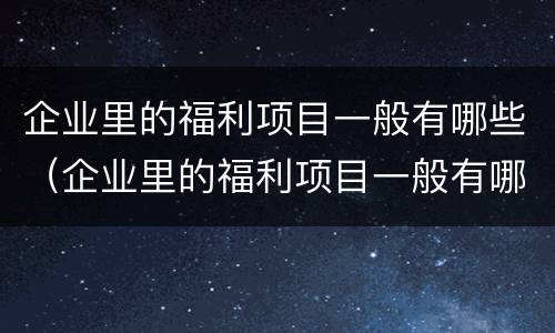 企业里的福利项目一般有哪些（企业里的福利项目一般有哪些呢）