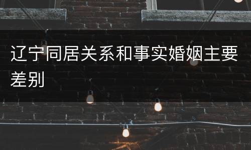 辽宁同居关系和事实婚姻主要差别