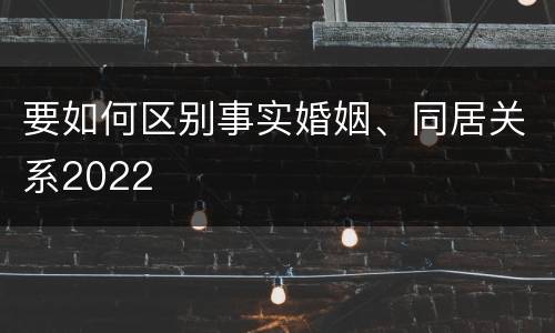 要如何区别事实婚姻、同居关系2022