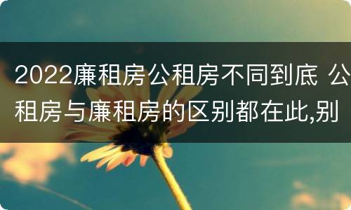 2022廉租房公租房不同到底 公租房与廉租房的区别都在此,别再搞错了!
