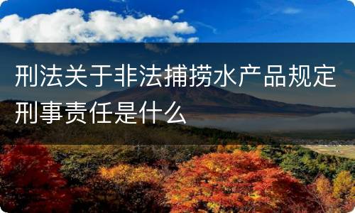 刑法关于非法捕捞水产品规定刑事责任是什么