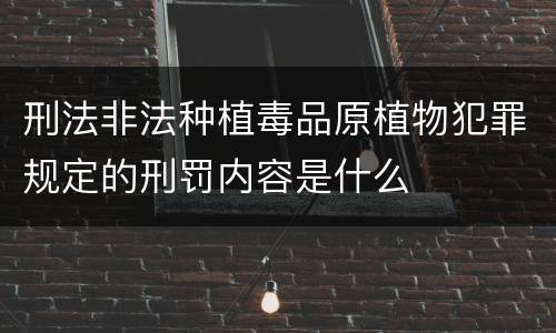 刑法非法种植毒品原植物犯罪规定的刑罚内容是什么