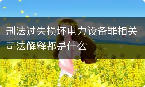 刑法过失损坏电力设备罪相关司法解释都是什么